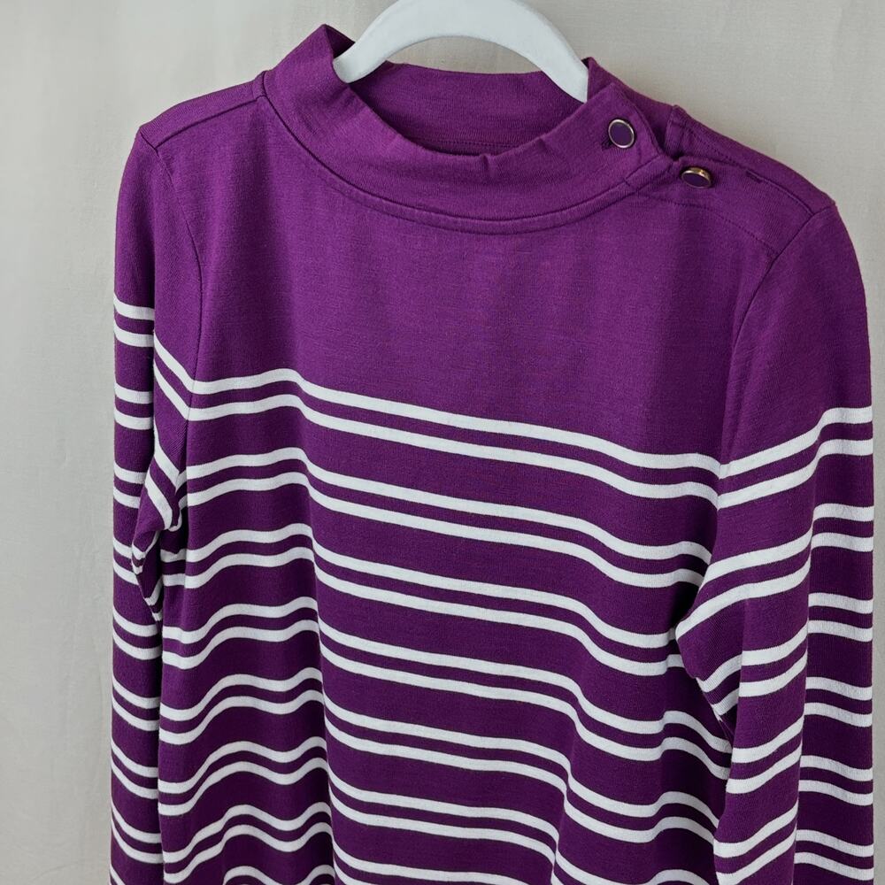 Talbots Petite Medium Button Detail Mockneck Top … - image 2